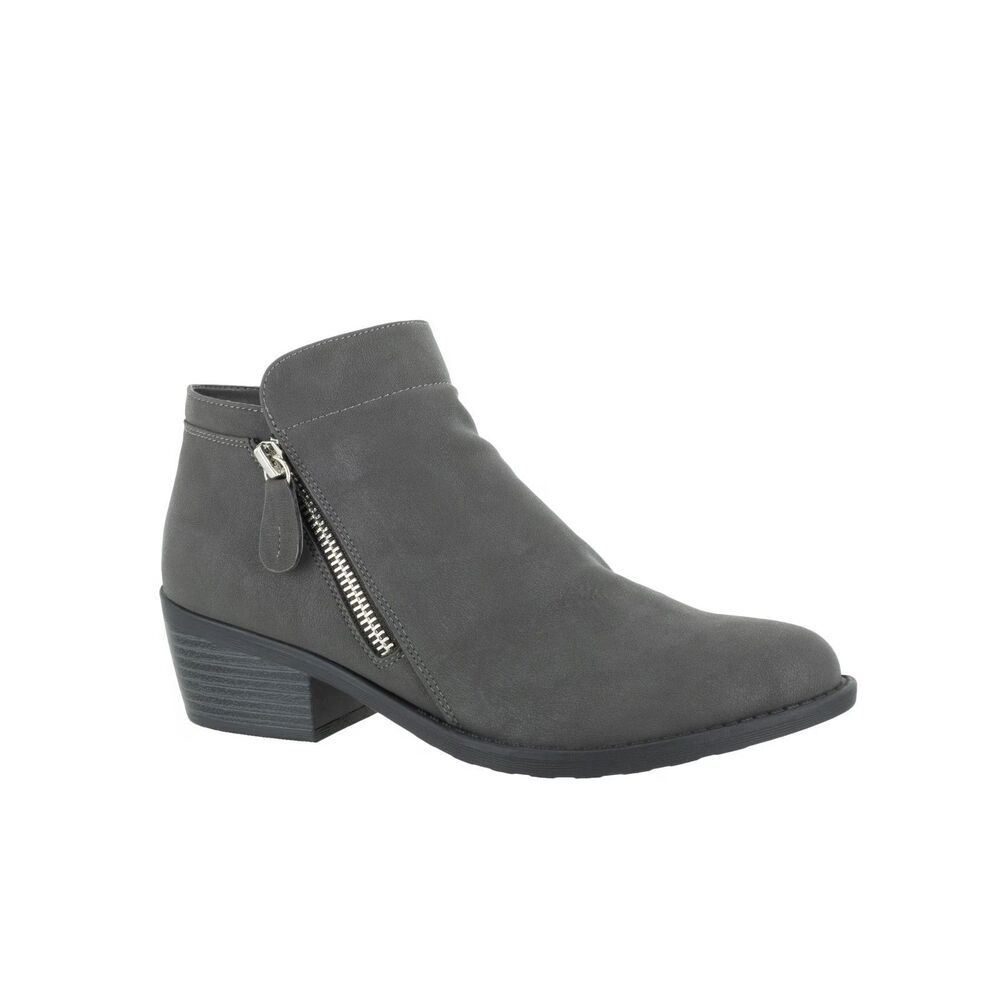 Easy Street Womens 11 M Grey Matte Gusto Flat Ankle Booties DISPLAY MD8